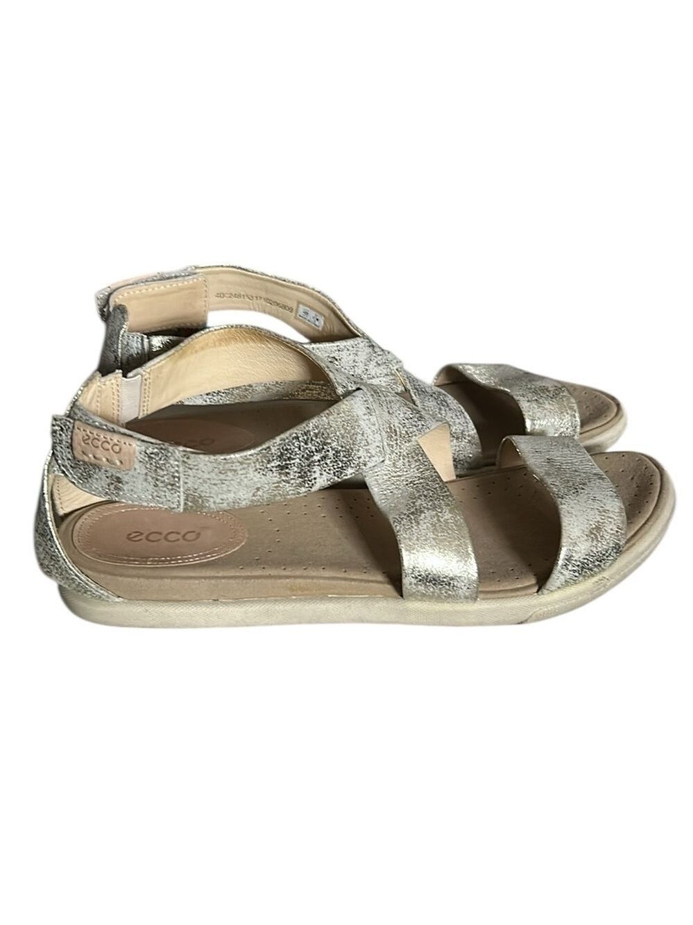 ECCO Damara Flat Comfort Sandals Warm Gold Metallic Sz 40 - Picture 3 of 12
